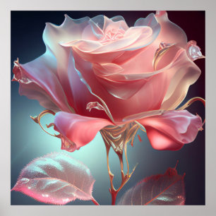 Rose aus lichtdurchlässigem Glas - trostlos pink Poster