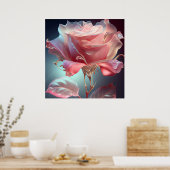 Rose aus lichtdurchlässigem Glas - trostlos pink Poster (Küche)