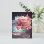 Rose aus lichtdurchlässigem Glas - trostlos pink Postkarte (Stehend Vorderseite)