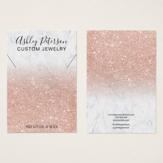 Rose aus Marmor Glitzer Chic Halskette Display (Vorne & Hinten)