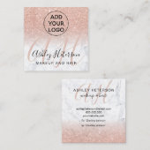 Rose aus Marmor, goldfarbener Glitzer, Monogramm Quadratische Visitenkarte (Vorne/Hinten)