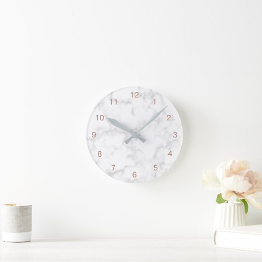 Rose aus Marmor Runde Wanduhr (Zuhause)