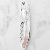 Rose aus Marmor Stilvolle Wine Time Glitzer Kellnermesser (Vorderseite)