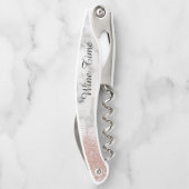 Rose aus Marmor Stilvolle Wine Time Glitzer Kellnermesser (Rückseite)