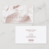 Rose aus Minimalistischem weißem Marmor, Goldschri Visitenkarte (Vorne/Hinten)