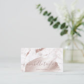 Rose aus Minimalistischem weißem Marmor, Goldschri Visitenkarte (Stehend Vorderseite)