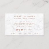 Rose aus Minimalistischem weißem Marmor, Goldschri Visitenkarte (Rückseite)