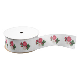 Rose aus rosa und weißem Tee Grosgrain Ribbon 1,5" Ripsband