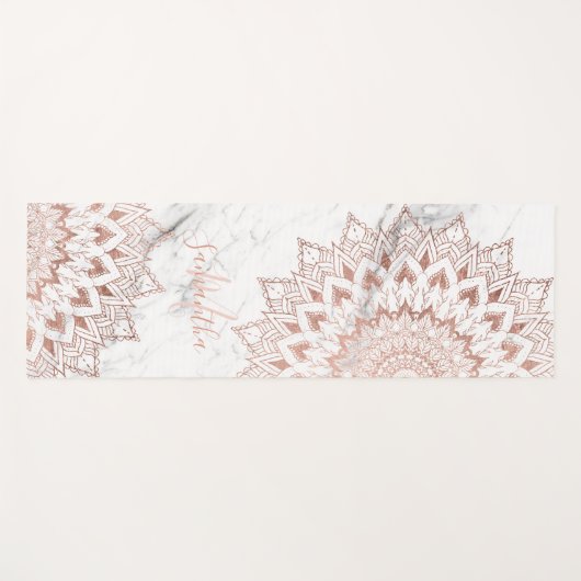 Rose aus Schwarz-weißem Marmor Yogamatte (Vorderseite (Horizontal))