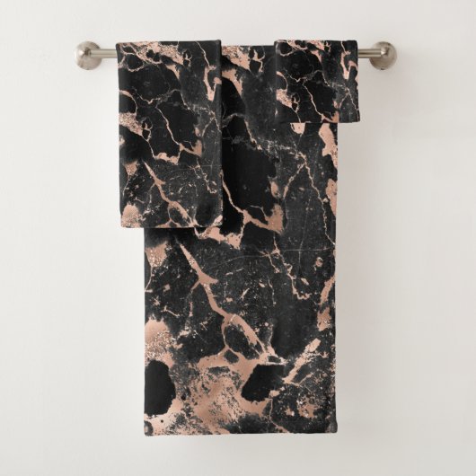 Rose aus schwarzem Marmor Badhandtuch Set (Insitu)