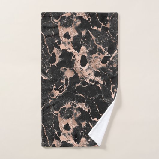Rose aus schwarzem Marmor Badhandtuch Set (Handtuch)