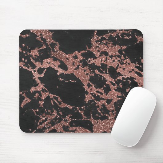 Rose aus schwarzem Marmor mit Glitzer-Textur Mousepad (Mit Mouse)