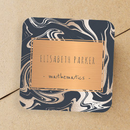 Rose aus schwarzem Marmor mit Kupferetikett Quadratischer Aufkleber