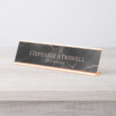 Rose aus schwarzem Marmor Schreibtischnamensplakette (Vorderseite )