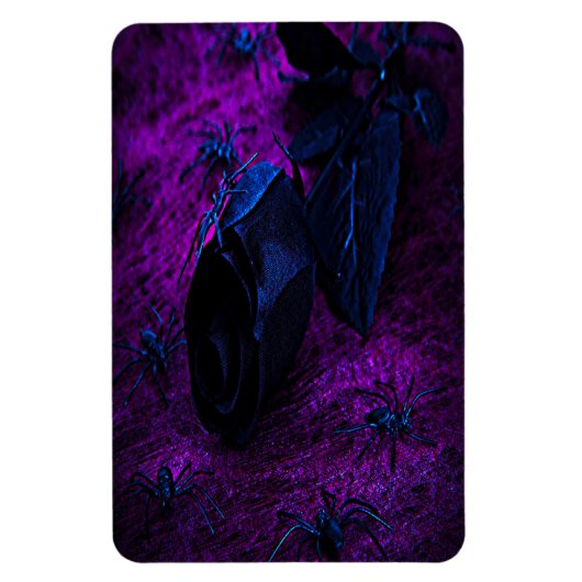 Rose aus schwarzem Material, Schwarze Spinnen Magnet (Vertikal)