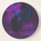 Rose aus schwarzem Material, Schwarze Spinnen Untersetzer (Vorne)