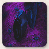 Rose aus schwarzem Material, Schwarze Spinnen Untersetzer (Vorderseite)