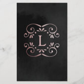 Rose aus schwarzem Seide, Goldservice und Flyer (Rückseite)