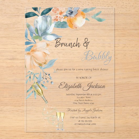 Rose aus Staub, Wein, Silberne Brautparty Acryleinladungen (Vorderseite)