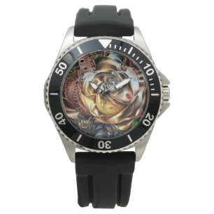 Rose aus Steampunken mit Oberflächengesicht - Mech Armbanduhr
