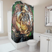 Rose aus Steampunken mit Oberflächengesicht - Mech Duschvorhang (Beispiel)