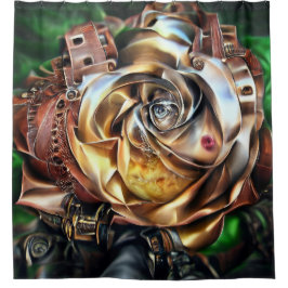 Rose aus Steampunken mit Oberflächengesicht - Mech Duschvorhang