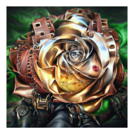 Rose aus Steampunken mit Oberflächengesicht - Mech Fotodruck