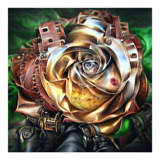 Rose aus Steampunken mit Oberflächengesicht - Mech Fotodruck (Vorne)