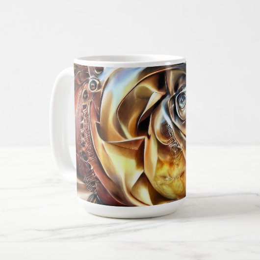 Rose aus Steampunken mit Oberflächengesicht - Mech Kaffeetasse (Vorderseite Links)