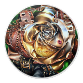 Rose aus Steampunken mit Oberflächengesicht - Mech Keramikknauf