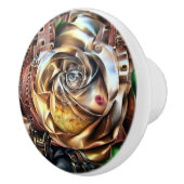 Rose aus Steampunken mit Oberflächengesicht - Mech Keramikknauf (Rechts)