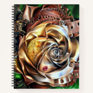 Rose aus Steampunken mit Oberflächengesicht - Mech Notizblock