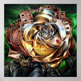 Rose aus Steampunken mit Oberflächengesicht - Mech Poster