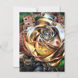 Rose aus Steampunken mit Oberflächengesicht - Mech Postkarte