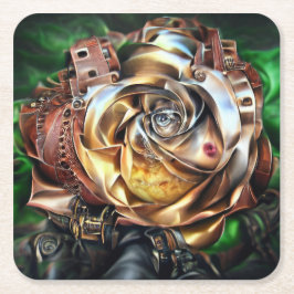 Rose aus Steampunken mit Oberflächengesicht - Mech Rechteckiger Pappuntersetzer