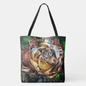 Rose aus Steampunken mit Oberflächengesicht - Mech Tasche (Rückseite)