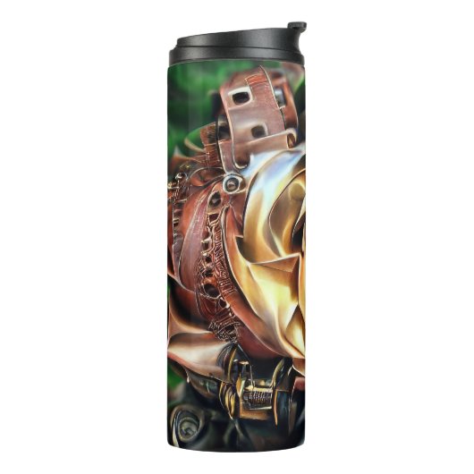 Rose aus Steampunken mit Oberflächengesicht - Mech Thermosbecher (Nach links gedreht)
