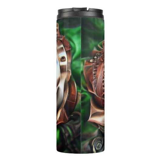 Rose aus Steampunken mit Oberflächengesicht - Mech Thermosbecher (Rückseite)