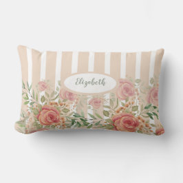 Rose aus süßem Orange und Blütengarten Wasserfarbe Lendenkissen