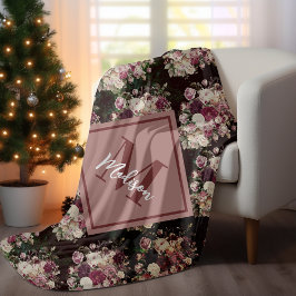 Rose aus Vintagem Shabby Chic mit schwarzem Rauten Fleecedecke