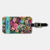 Rose aus Vintagem Shabby Chic, schwarz, rosa Gepäckanhänger (Vorderseite horizontal)