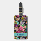 Rose aus Vintagem Shabby Chic, schwarz, rosa Gepäckanhänger (Vorderseite vertikal)