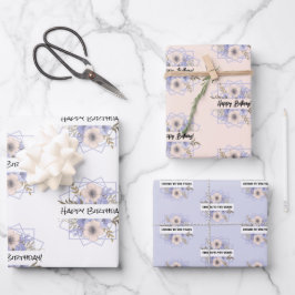 Rose aus Violett und Pastell, Papier, Flachfolien, Geschenkpapier Set