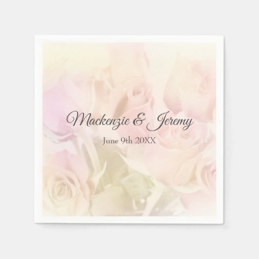 Rose aus weichem Pastell Serviette (Vorderseite)