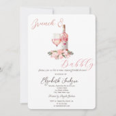 Rose aus Weinglas Brunch & Bubbly Einladung (Vorderseite)