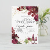 Rose aus Weinglas Rahmen Brautparty Einladung (Stehend Vorderseite)
