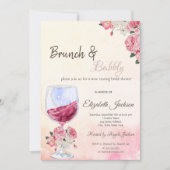 Rose aus Weinglas Wasserfarbenes Brautparty Einladung (Vorderseite)