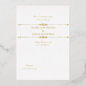 Rose aus weißem Glam und Weiß und Gold Folieneinladung (Rückseite)