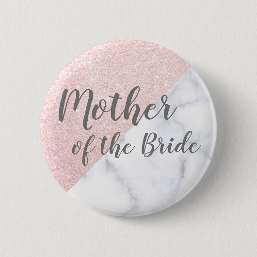 Rose aus weißem Marmor Glitzer Mutter der Braut Button (Vorderseite)