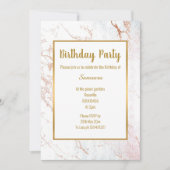 Rose aus weißem Marmor Gold Doppelseitiger GEBURTS Einladung (Vorderseite)